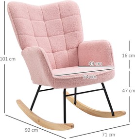 HOMCOM Fotel bujany do 120 kg Różowy Poliester Słodki i wygodny akcent w pokoju, 71 dł. x 92 szer. x 101 wys. cm | Aosom PL
