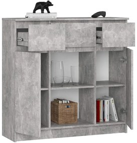 Nowoczesna komoda z szufladami oraz półkami beton F7-E25