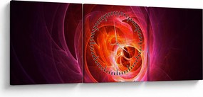 Nowoczesny obraz różowej abstrakcji (z zegarem) (90x30 cm)