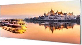 Szklany Panel Statek o Zachodzie Słońca