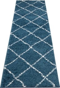 Niebieski Chodnik Dywanowy Typu Shaggy D7-N18