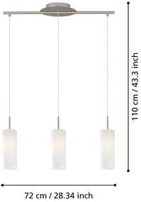 Lampa wisząca w biało-srebrnym kolorze ze szklanym kloszem TROY 3 – EGLO