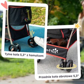 Outsunny Wózek dla Psa i Kota 2w1 Składany 1 Koszyk 1 Torba Czerwony | Aosom PL