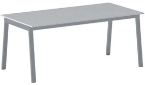 Stół konferencyjny do biura PRIMO BASIC, 180x90 cm, szaro-srebrna podstawa, szary