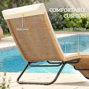 Outsunny Leżanka rattanowa w kształcie litery S z poduszką, oddychająca powierzchnia, stalowa rama | Aosom PL