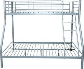 Łóżko metalowe piętrowe trzyosobowe 90/140x200 SVARTA 3 srebrne loftowe