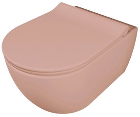 Miska WC wisząca rimless różowa LERA pink z deską wolnoopadającą typu Slim