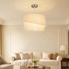 HOMCOM Elegancka lampa wisząca z podwójnym kloszem, regulowana wysokość, do salonu, biały | Aosom PL