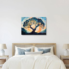 Obraz na szkle – Mozaika – słońce i drzewo II. (70x50 cm)