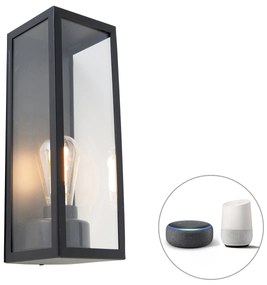 Zewnetrzna Inteligentna lampa ścienna zewnętrzna czarna ze szkłem w tym WiFi ST64 - Rotterdam Long Nowoczesny Oswietlenie zewnetrzne