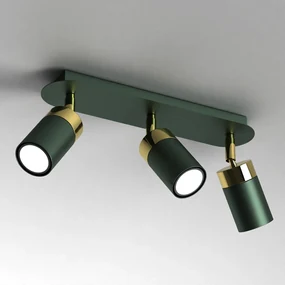 Lampa sufitowa JOKER GREEN/GOLD 3xGU10, zielona, złota, potrójna, kierunkowa