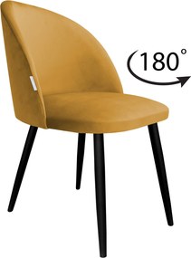 Krzesło Colin na metalowych nogach – nowoczesne i tapicerowane : Kolor nogi - Czarna stożek, Kolor tkaniny - VELVET - MG15, Typ siedziska - Siedzisko obrotowe 180° - z powrotem, Typ tkaniny - Velvet