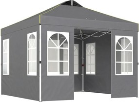Outsunny Pawilon 3x3m Wodoodporny Stabilny Zimoodporny Pop-up Składany Pawilon, Jednoprzyciskowy Montaż, UV 50+ Ciemnoszary | Aosom PL