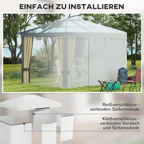 Outsunny Zestaw Zastępczy Dachu do Pawilonu Ogrodowego z 2 Ściankami Bocznymi Biały | Aosom PL