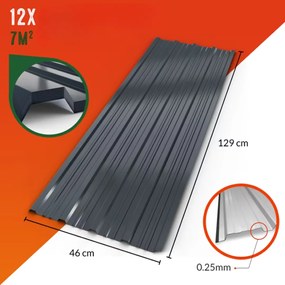Blacha trapezowa ARON, zestaw 12 sztuk, 129×46 cm, antracytowa Jurhan