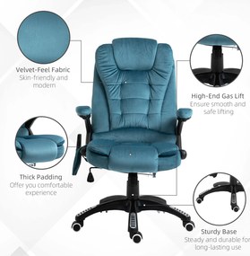 Vinsetto Fotel z masażerem fotel biurowy fotel do gier krzesło obrotowe Maksymalne obciążenie 120kg kolor niebieski | Aosom PL