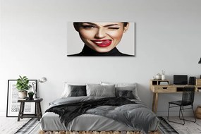 Zdjęcie na płótnie Kobieta z Czerwonymi Ustami
