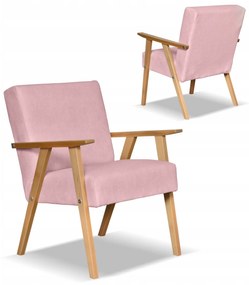 Fotel w stylu PRL retro vintage SOLER Family Meble różowy welur Hunter