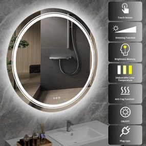 Lustro łazienkowe DOVER 80x80cm srebrne z oświetleniem LED HALMAR