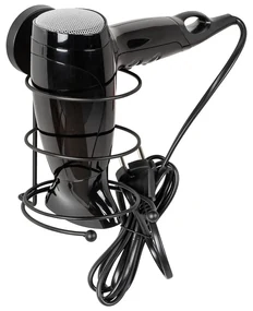 Czarny uchwyt ścienny na suszarkę do włosów Wenko Vacuum-Loc® Milazzo