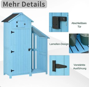 Przestronny Szop Ogrodowy Outsunny z Miejscem na Drewno i Półkami, Błękit Nieba