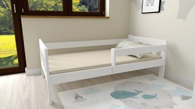 Łóżko dziecięce NESTY 90 x 200 cm, białe Stelaż: Ze stelażem listwowym rolowanym, Materac: Materac Somnia 18 cm