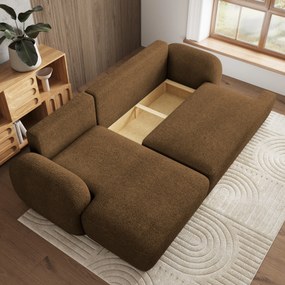 Masseno Narożnik MODENZA z funkcją spania i pojemnikiem na pościel Narozniki L, Rozkładana sofa - Brąz, NOW OR NEVER 56