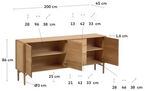 Niska komoda w dekorze dębu 200x86 cm Lenon – Kave Home