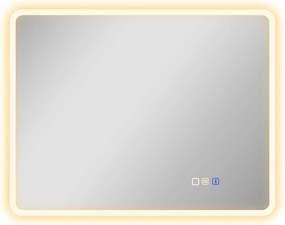 HOMCOM Lustro łazienkowe LED Bluetooth 70 x 90 cm przycisk dotykowy regulowane światło 3 kolory przeciwparowe pamięć Srebrny