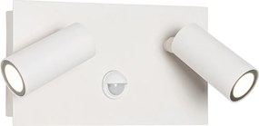 Lampa ścienna zewnętrzna biała z wbudowanym LED 2-punktowy czujnik ruchu - Simon