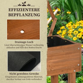 Outsunny Wysokie Łóżko Ogrodowe z Kratką do Pnączy Drewniana Doniczka z Półką na Kółkach do Balkonu | Aosom PL