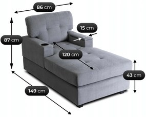 Fotel Wypoczynkowy Sofa NEO Szary Tapicerowany Nowoczesny