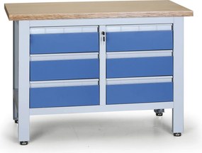 Stół warsztatowy G6, 6 szuflad, 1200 x 600 x 860 - 900 mm, niebieski