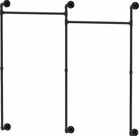 Wieszak ścienny na ubrania do garderoby, industrialny wieszak wiszący, otwarta garderoba, design w rurach 205x190cm