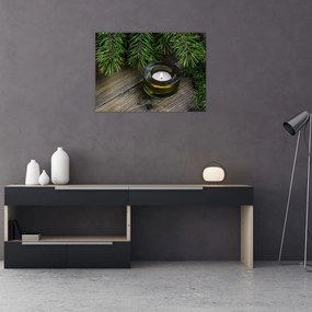Obraz na szkle - świeca bożonarodzeniowa (70x50 cm)