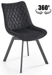 Krzesło tapicerowane K520 VELVET czarne obracane HALMAR