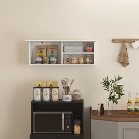 HOMCOM Szafka łazienkowa wisząca z unoszonymi drzwiami, siłownik gazowy, półka 80 x 25 x 30 cm biały