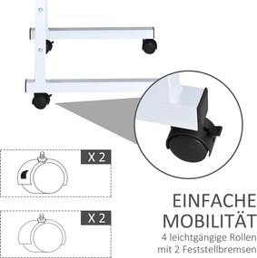 HOMCOM Stolik w kształcie litery „C”, kolor: biały, naturalny, 60 cm x 40 cm x 78 cm
