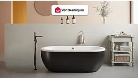 Wanna wolnostojąca owalna - 200 L - 170 x 80 x 58 cm - czarna - akrylowa - NEPTUNA