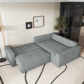 Masseno Narożnik ERONIS z funkcją spania i pojemnikiem na pościel Narozniki L, Rozkładana sofa - Jasnoszary, POSO 55