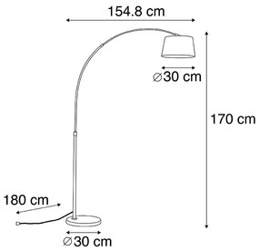 Luk Nowoczesna lampa łuk czarny klosz czarny tkanina z LED E27 WiFi Smart - Arc Basic Nowoczesny Oswietlenie wewnetrzne