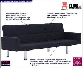 Rozkładana sofa Nesma z podłokietnikami - czarna