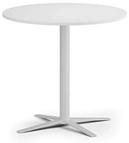 Stolik kawowy AURA, średnica 80 cm, biała podstawa, biały