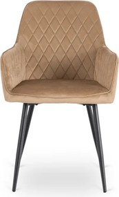 Zestaw Stół Prostokątny Rozkładany HAMPTON 160-240 cm Dąb/Czarny i 4 Krzesła Tapicerowane BRESSO Beżowe