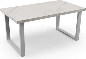 STÓŁ PROSTOKĄTNY NOWOCZESNY MARMUR BIAŁY + METAL BIAŁY 80x140/240 cm + nogi metalowe