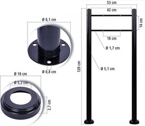 STILISTA Skrzynka na listy ze stojakiem, stal, 37 x 10,5 cm