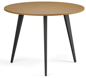 Stolik kawowy PRIMO VIBE, średnica 100 cm, czarna podstawa, buk