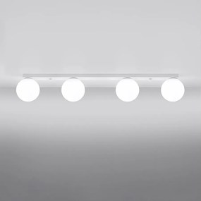 Plafony nowoczesny Zynfi, stal/szkło - 4 źródło światła 3000K - L.88 x H.14.5 cm - biały