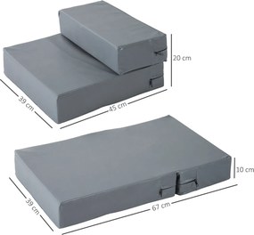 PawHut Schody dla psa kota Schodki podest antypoślizgowe łatwe w czyszczeniu szare 45x39x20cm | Aosom PL