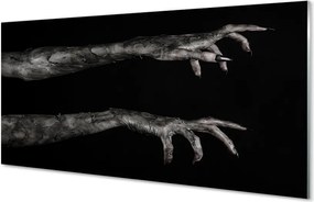 Panel szklany do Kuchni Brudne Dłonie na Czarnym Tle